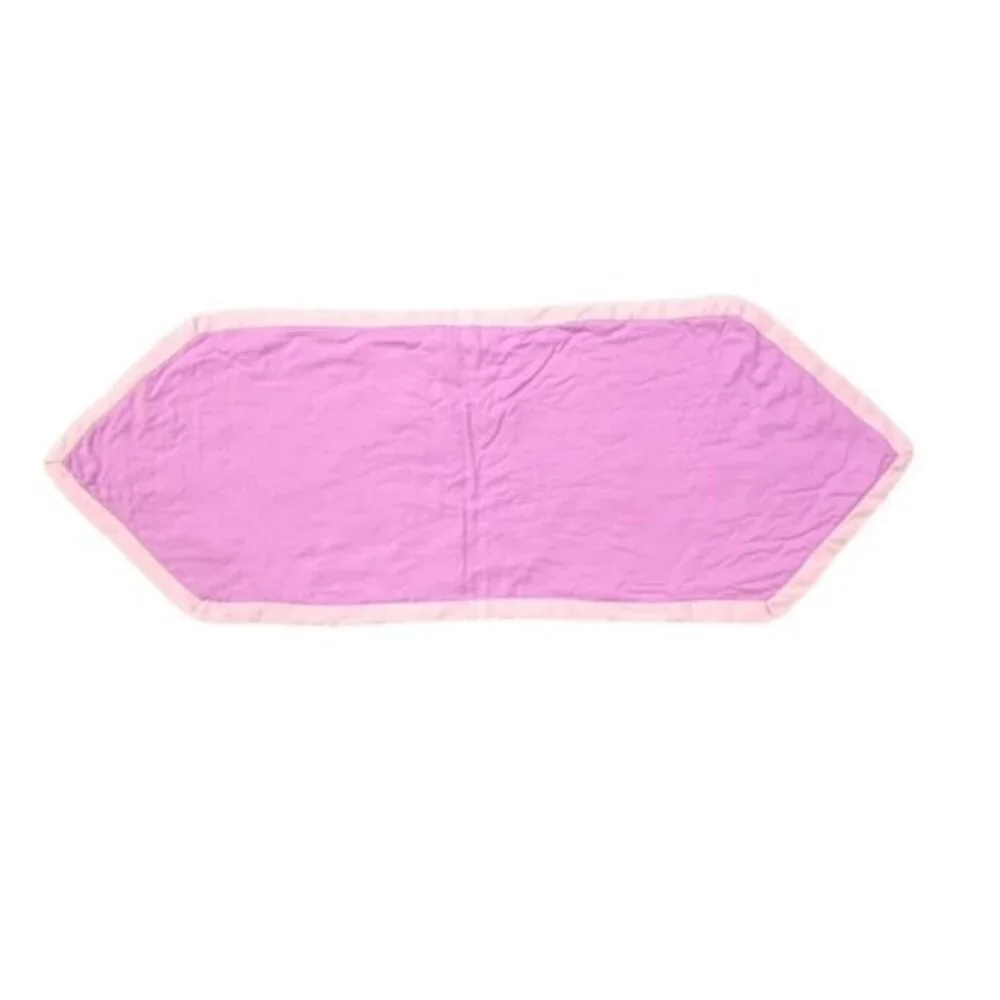 Flowered Quilted Table Runner 13.5 x 36 in Purple Grey Florals White Stars‎ Moon